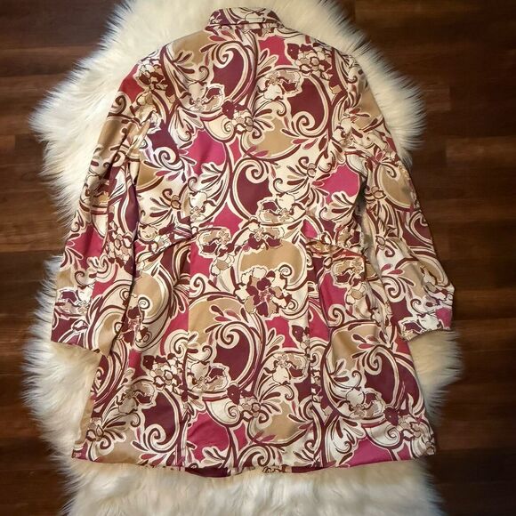 Lane Bryant Floral Long Jacket 20 Pink Purple Lightweight Cotton Lined Boho - Picture 8 of 12